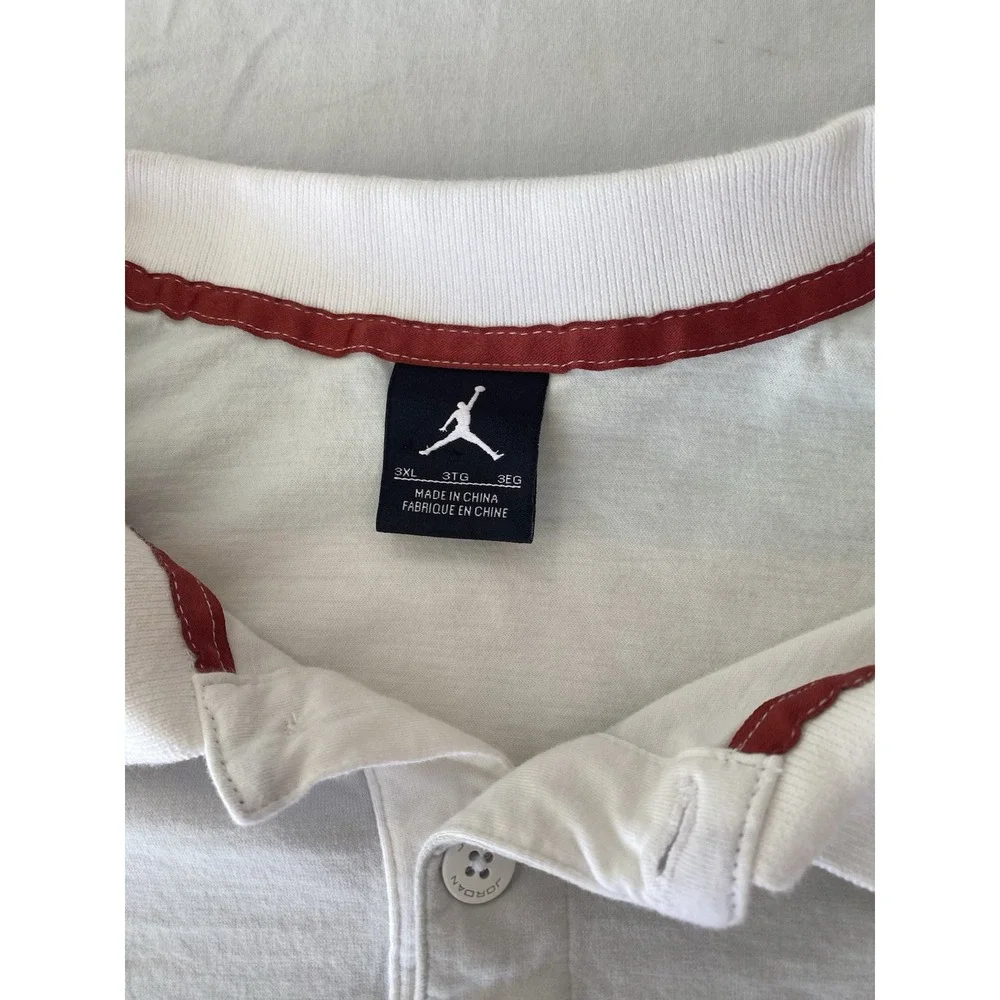 Jordan Brand Mens 3XL Short Sleeve Polo Shirt White Striped Logo